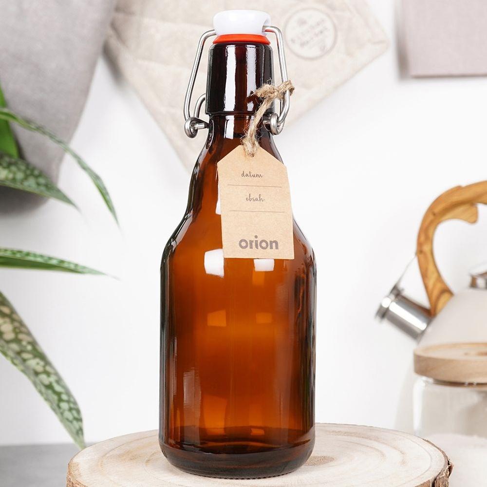 Butelka Szklana Brązowa z Klipsem na Oliwę Piwo Sok Syrop Nalewkę 340 ml