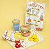 Simulation Fun Wooden Burger French Fries Beverage Kid Toy Set For Role Paly