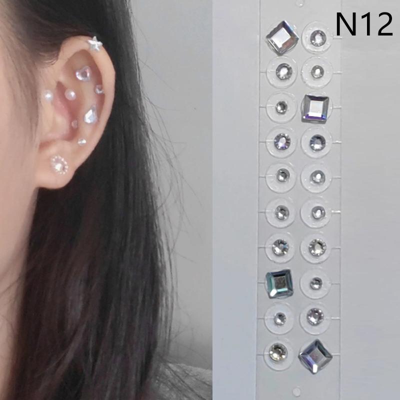 20 Patches Heart Butterfly Bow Rhinestone Ear Point Stickers Ear Pressure Stick Acupuncture Magnetic Beads Auricular Ear Sticker