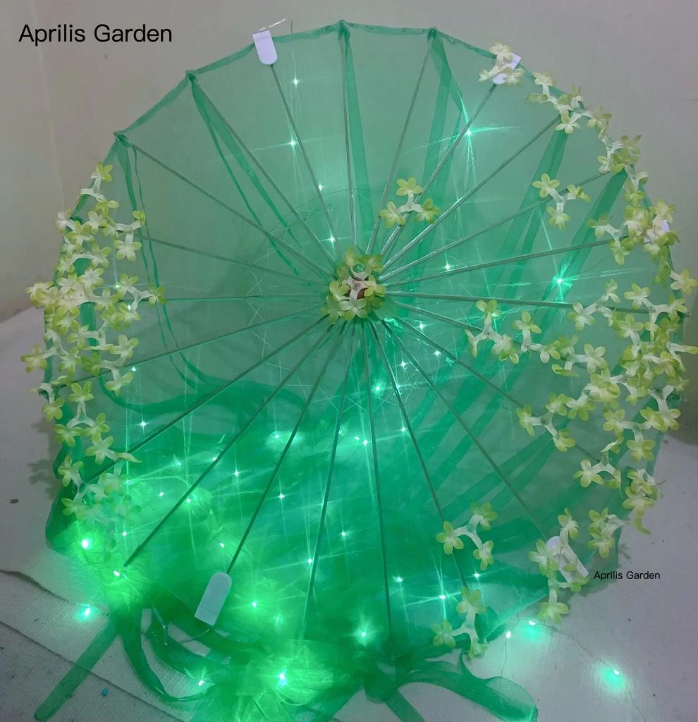 LED Przędza Jedwabna Tkanina Koronka Dekoracyjny Parasol Plażowy Parasol Księżniczka Chiński Japonia Parasol Drama Craft Parasol Cosplay