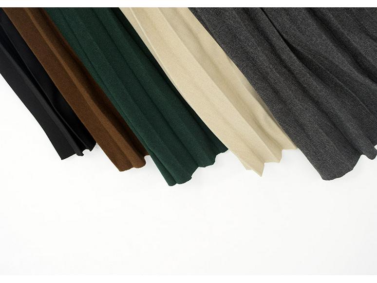 2023 New Wool Blend A-Line Midi Skirt: Pleated, Solid Color, Slimming, Great Drape for Autumn & Winter