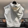 Hooded Sleeveless T-shirt Men's Summer New Plus Size Solid Color Loose All-match Vest Tops Street Casual Fashion Men Clothing