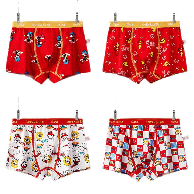 Jungen Antibakterielle A-Klasse Boxer-Slips - Klein bis Groß, Neujahrs-Rot Tierkreiszeichen Design