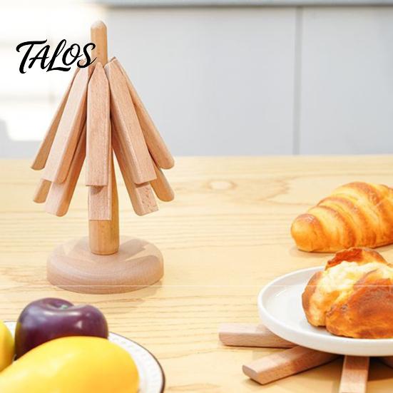 Wooden Tripod Coaster Set Trivets for Hot Dishes 3/4Pcs Tree Shape Coasters Practical Kitchen Accessory with Stand Table Decor Accessories Rustic
