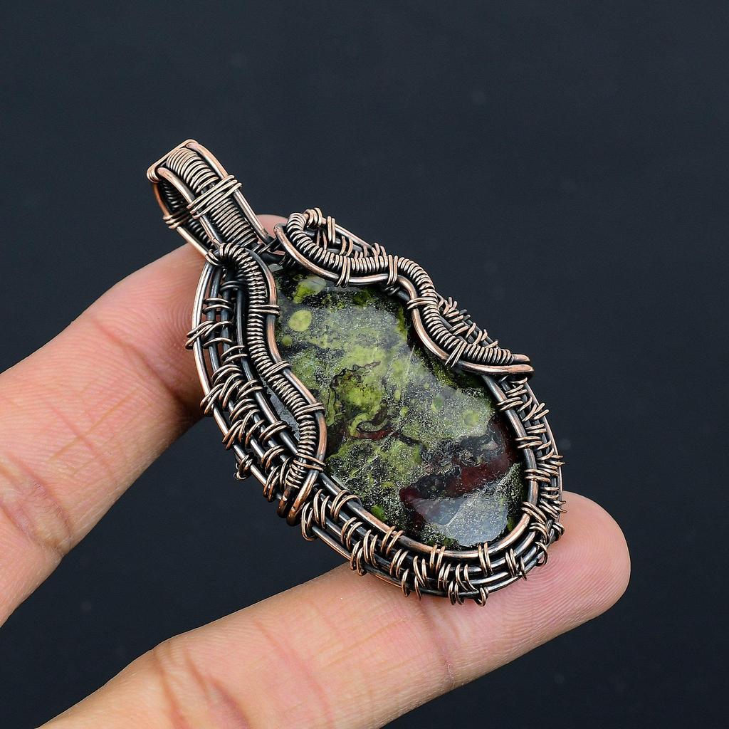 Dragon Blood Jasper 999 Copper Wire Wrapped Pendant, Handmade Gemstone Pendant Jewelry, Gifts For Wife Brand New Pendant