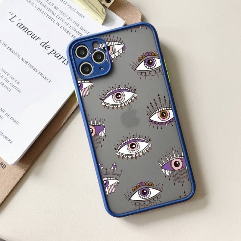Szczęśliwe Oko Zła Niebieski Abstrakcyjny Etui na Telefon matowe przezroczyste Dla iphone 11 12 13 6 s 7 8 plus mini x xs xr pro max etui