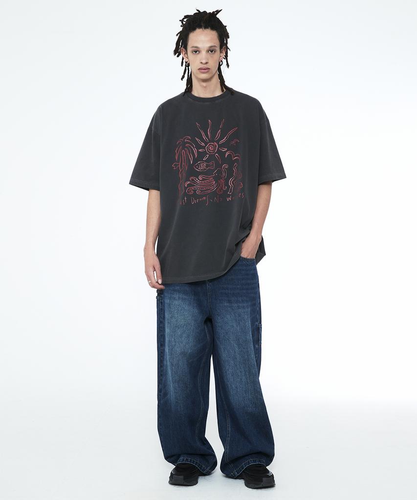 Sseleupe Daily Boy Wide Denim Pants Ocean Blue