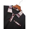 Men's Casual Polo Shirt with Striped Buttons T-shirt