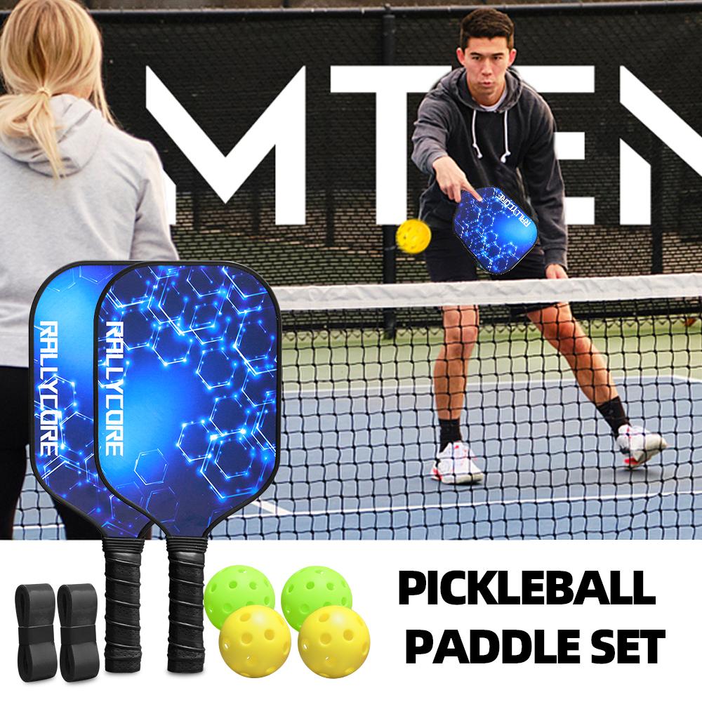 Pickleball Paddles Set of 2, Fiberglass Paddles with Friction Surface Pickleball Rackets for Men & Women