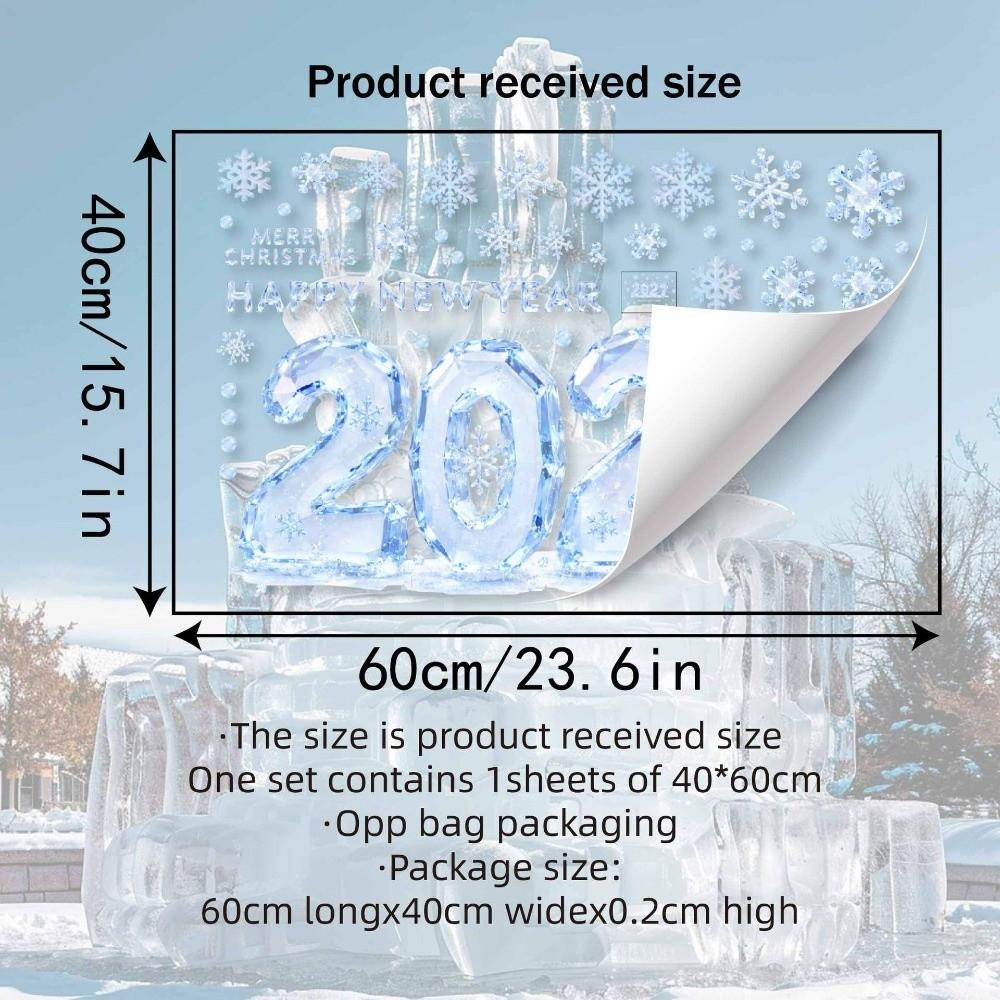 Two-sided Christmas Glass Window Sticker Removable Static Xmas Party Door Stickers Party Supplies
