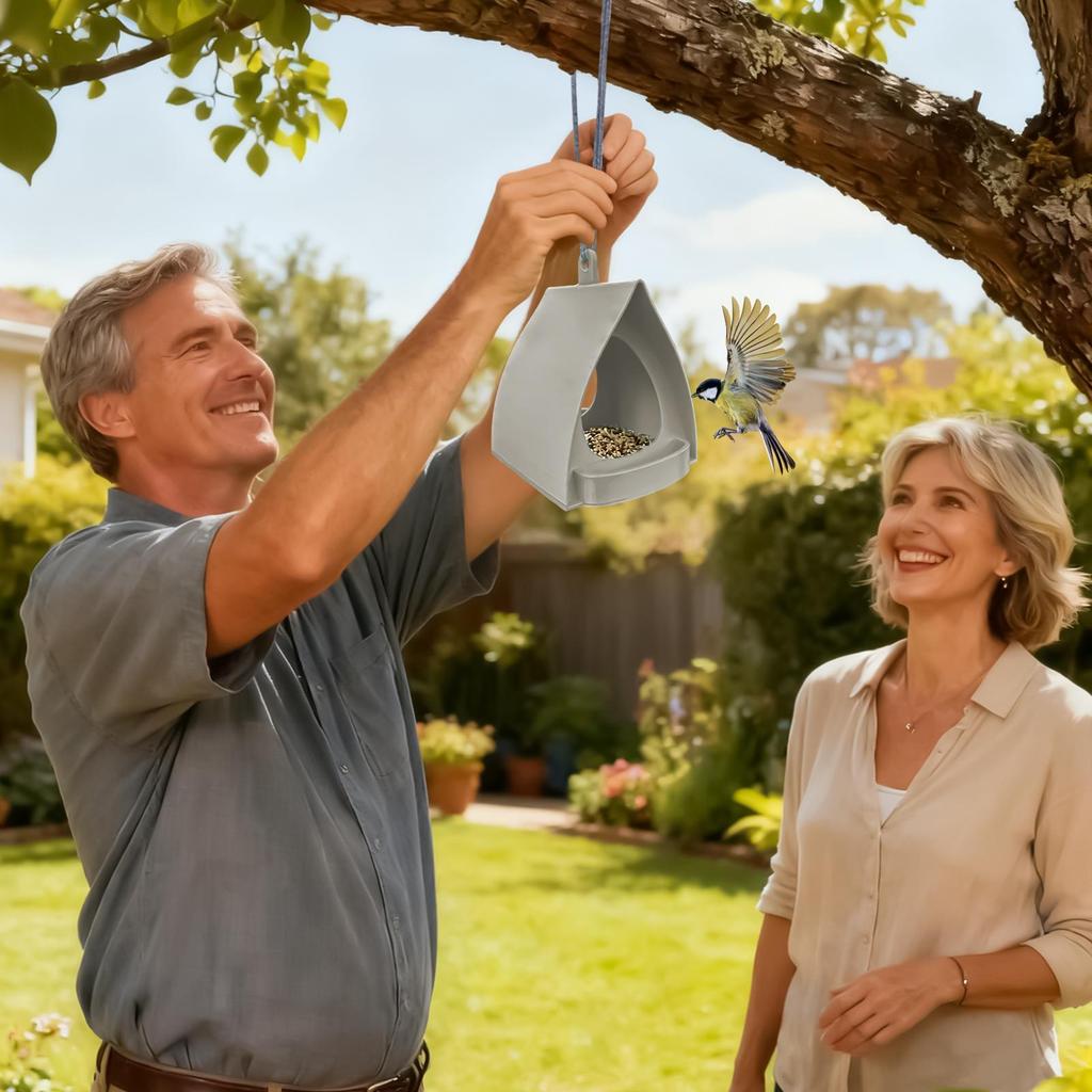 Bird Feeder Decorative Open Design Hanger Hut Shape Hangable Mounted Bird House for Outside Garden Winter Hummingbird