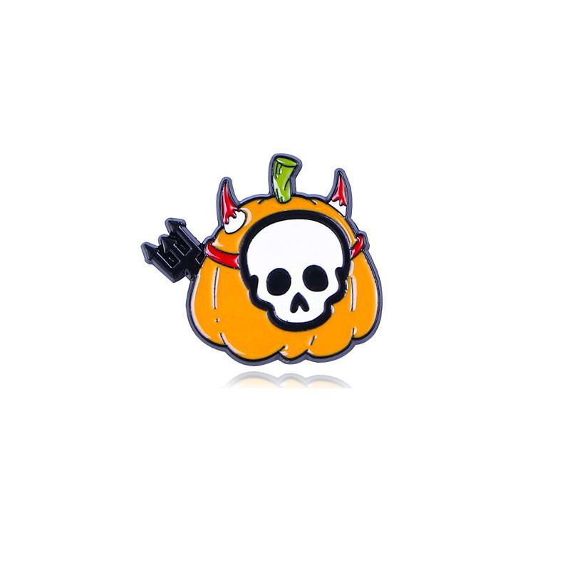 Popular Series Brooch Pumpkin Skull Ghost Alloy Oil Drip Metal Cartoon Punk Horror Badge