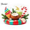 Easy Apply Window Decals Christmas in July Clings, Tropical Summer Candy Cane Gift Box Clings Decal, Beach Hawaiian Xmas Party Decoration for