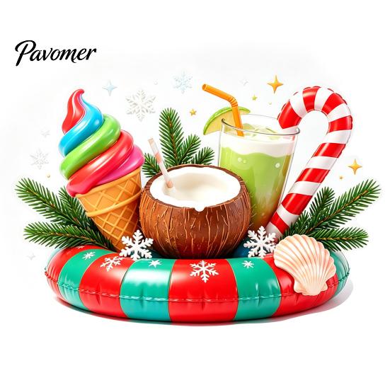 Easy Apply Window Decals Christmas in July Clings, Tropical Summer Candy Cane Gift Box Clings Decal, Beach Hawaiian Xmas Party Decoration for