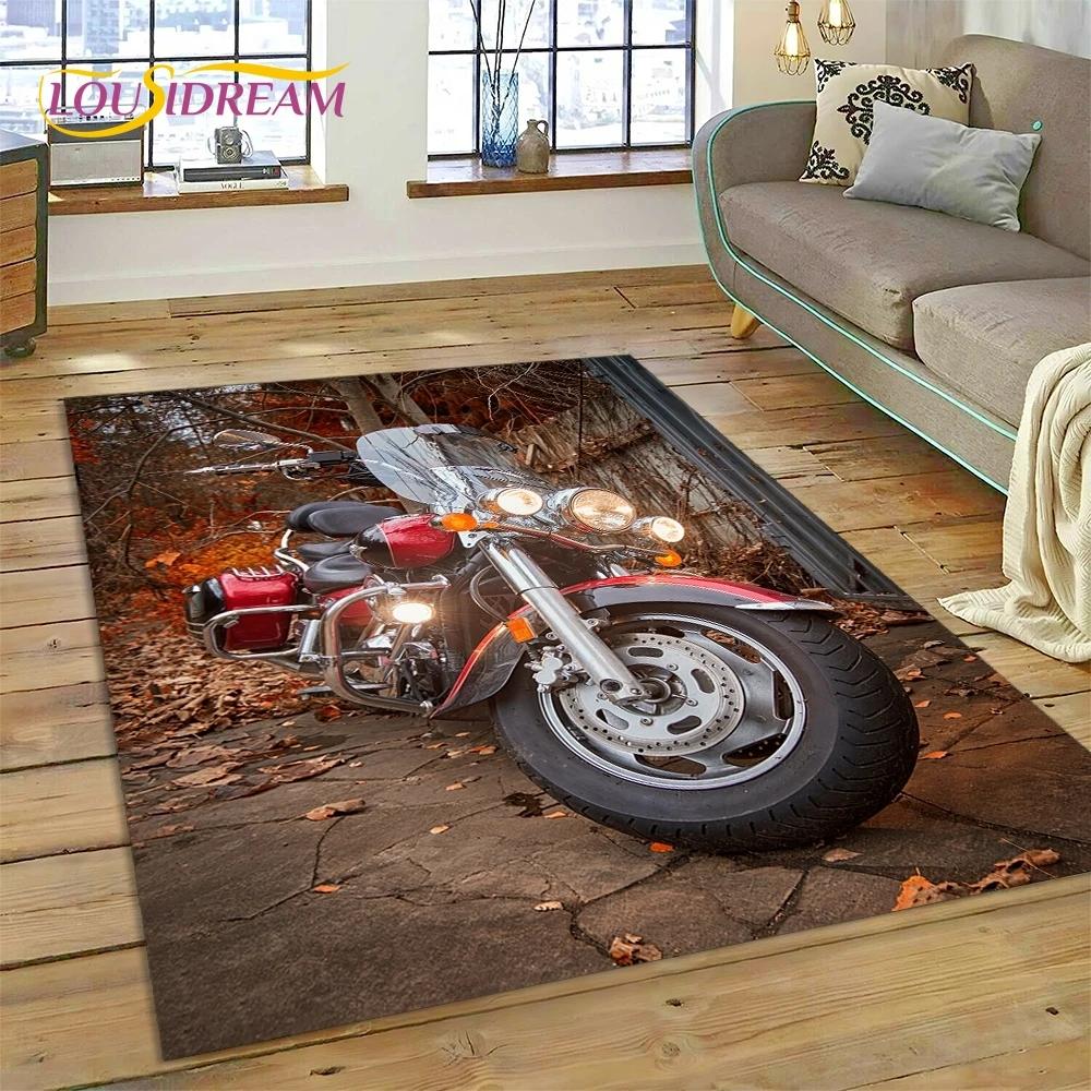Motocross Modern retro Motorcycle Rug Carpet for Living Room Bedroom Home Decor,Floor Mat Non-slip Decoration for Sofa Doormat