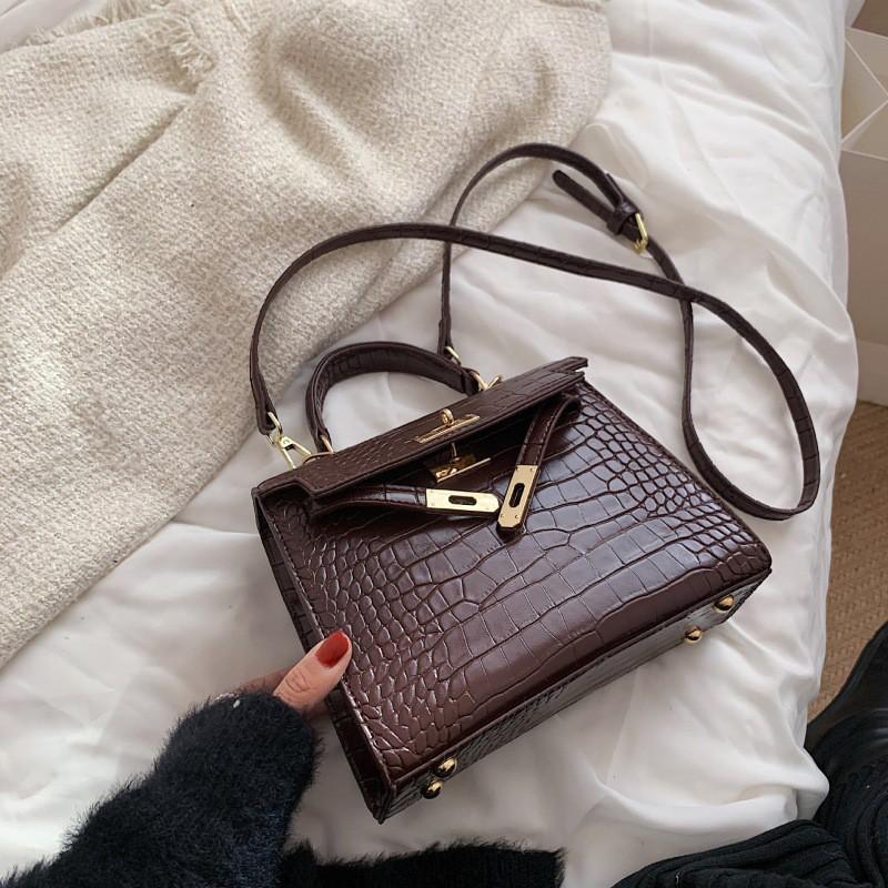 Vintage Stone Texture Mini Square Crossbody Bag Women PU Leather Handbag With Lock