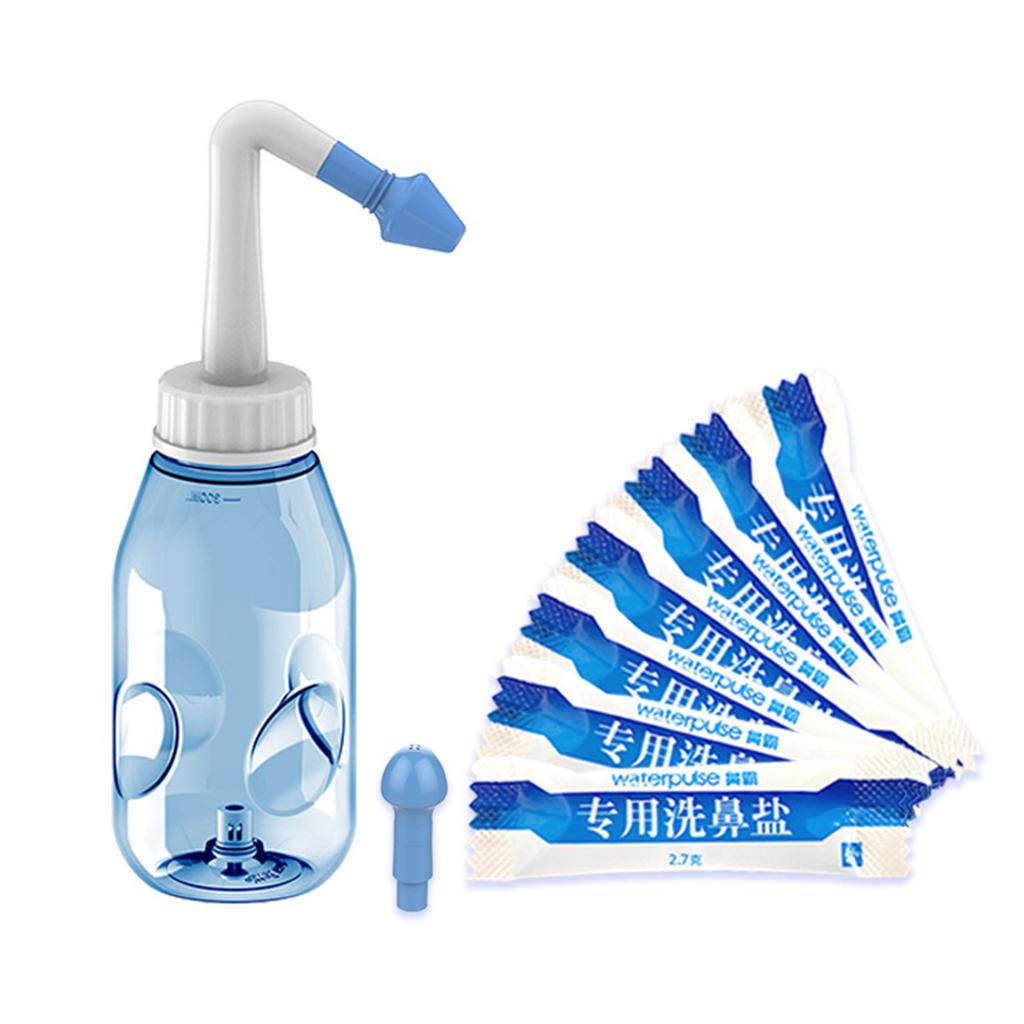 300ML Portable Nasal Wash Bottle with Cleaning Salt Pressure Sinus Rinse Cleaner Nasal Irrigation for Adults and Kids