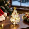 Miniature Christmas Tree Ornaments Glazed Figurine Glass Pulled Wire Desk Decor Elegant Desktop Decorations for Winter Mini Holiday Tabletop