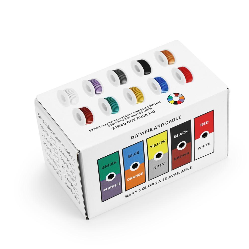 22AWG Electric Wire Flexible Silicone Wires 22 Gauge Stranded Tinned Copper Wire 5 Colors 16.4ft/5m Each or 32.8ft/10m Each