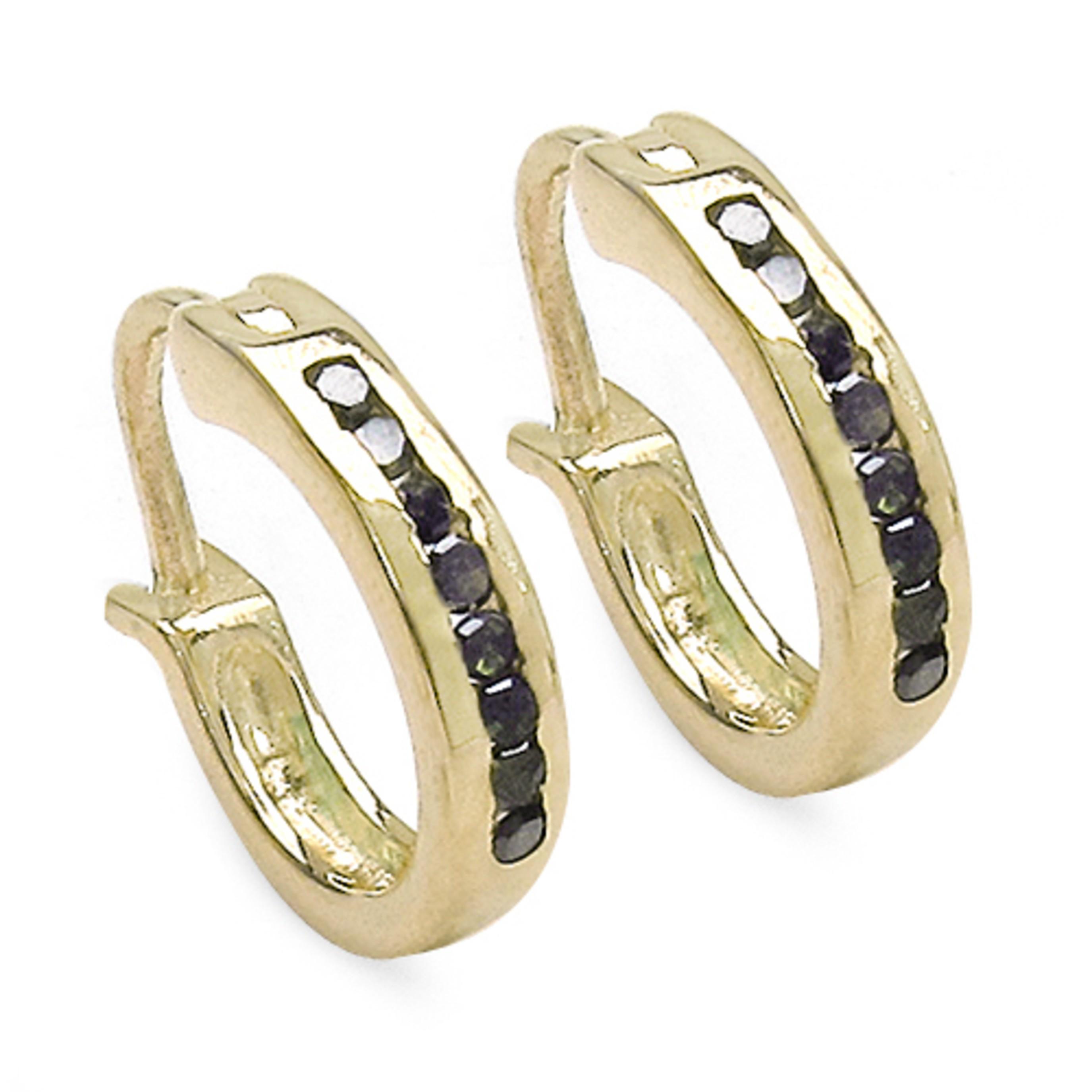 

925 Sterling Silver Yellow Gold Plated Earrings Green Diamond Round 1.2mm Elegant Women Jewelry золотий