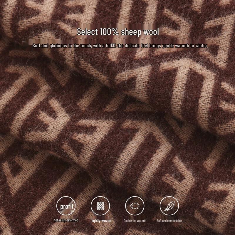 ELLE Classic Logo 100% Wool Scarf & Shawl