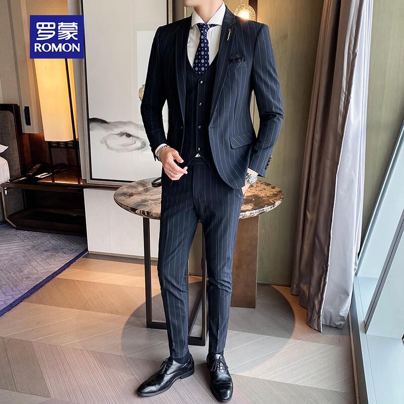 ROMON Men's Slim-Fit Business Formal Suit