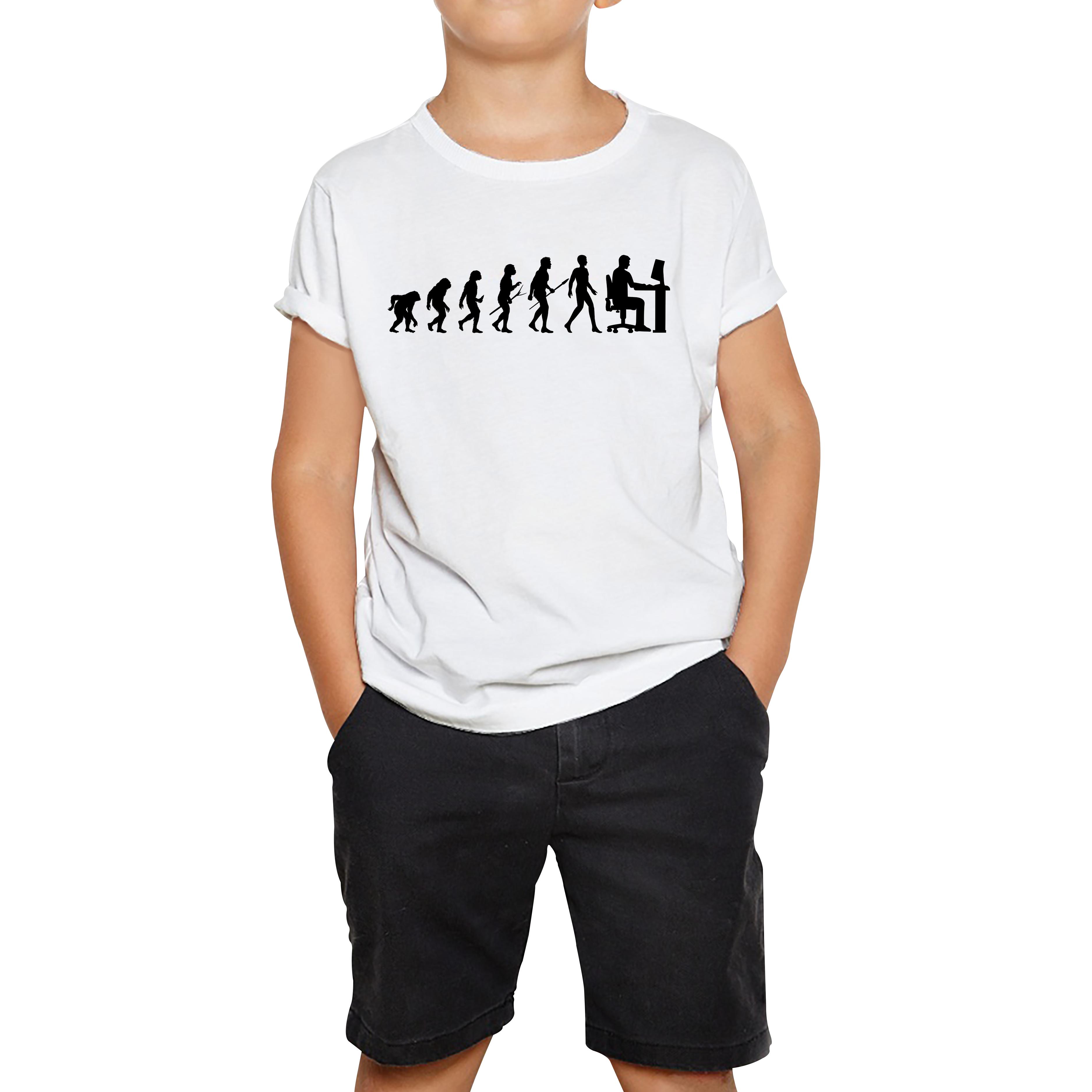 Evolution Of Computer Funny Human Evolution Programmer Coding Kids Tee 100