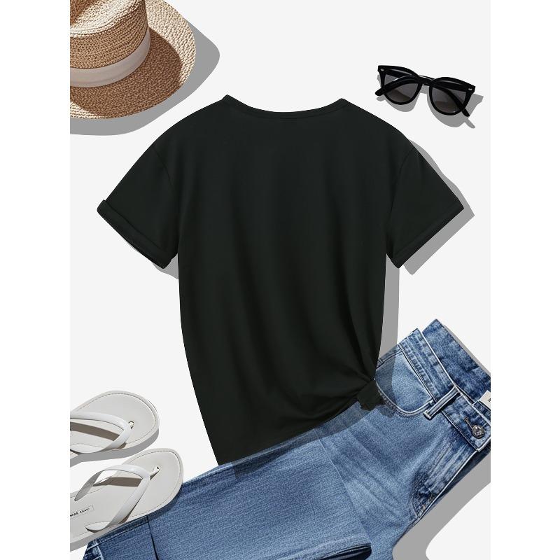 European size Women's Skeleton Heart Swing Graphic Print T-Shirt