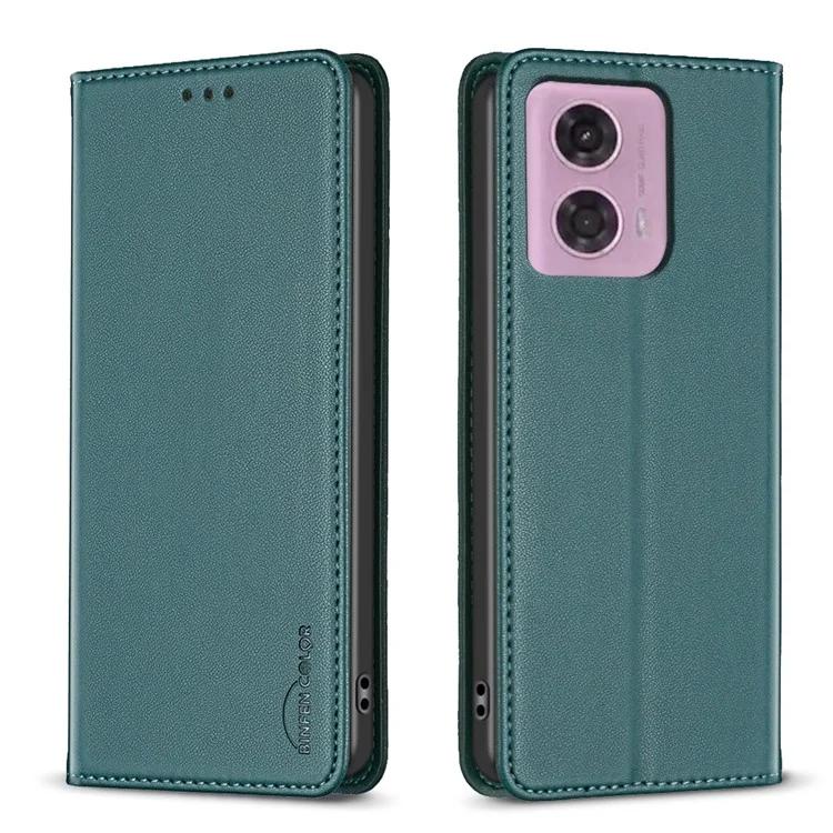 

BINFEN COLOR BF18 для Motorola Moto E14 4G / G04 4G / G04s 4G / G24 4G кожаный чехол-подставка для телефона с отделениями для карт