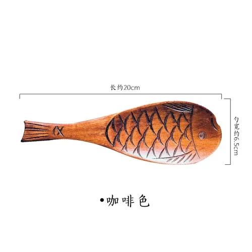 Fish shaped rice spoon Creative Japanese and Korean rice spatula household kitchen tableware wooden spoon