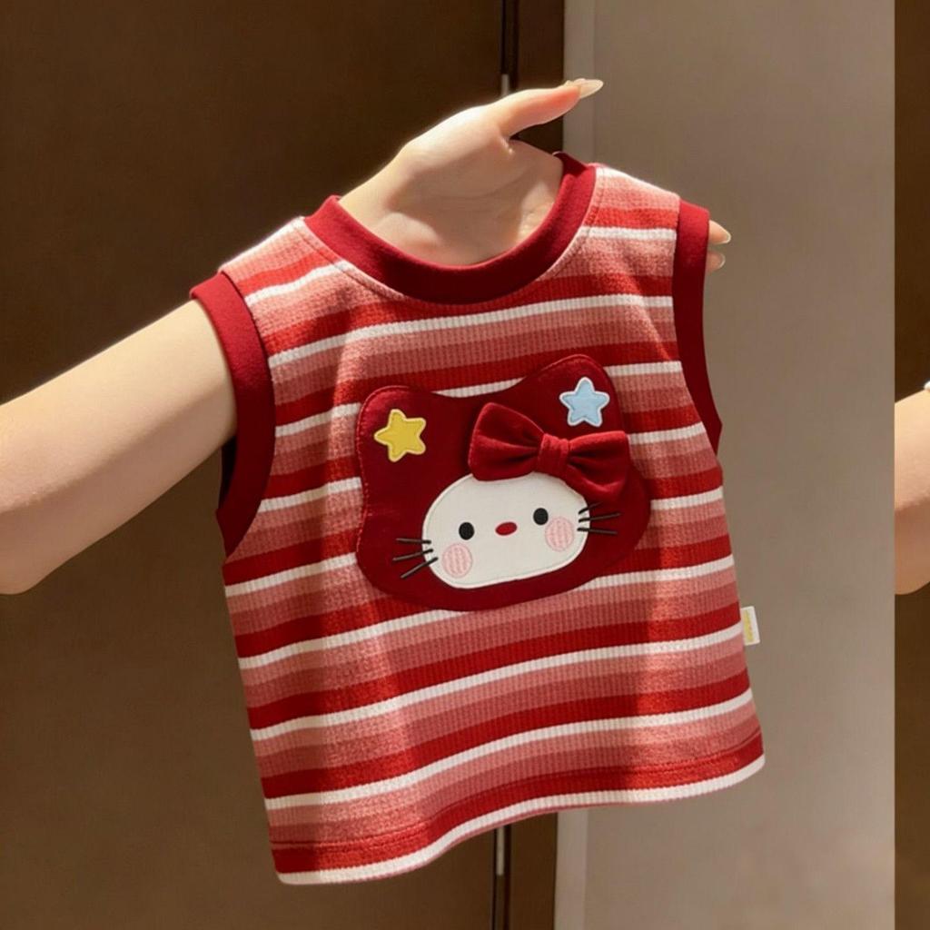 3D Doll Striped Vest T-shirt for Girls