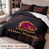 Brisbane Broncos Beddengoed Set met Opdruk Gepersonaliseerde Naam Tekst 1 Dekbedovertrek 2 Kussenslopen Voor Slaapkamer