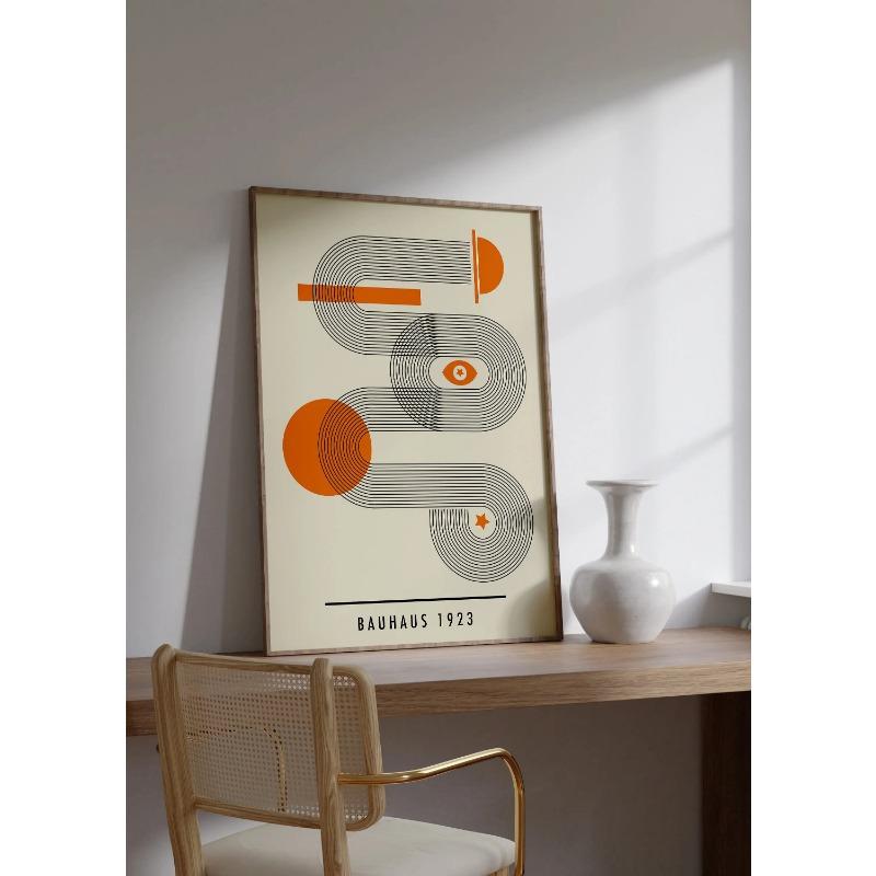 Bright Colourful Mid Century Bauhaus Wall Art Poster Geometric Canvas Prints Living Room Bedroom Artwork for Home Decor Gift