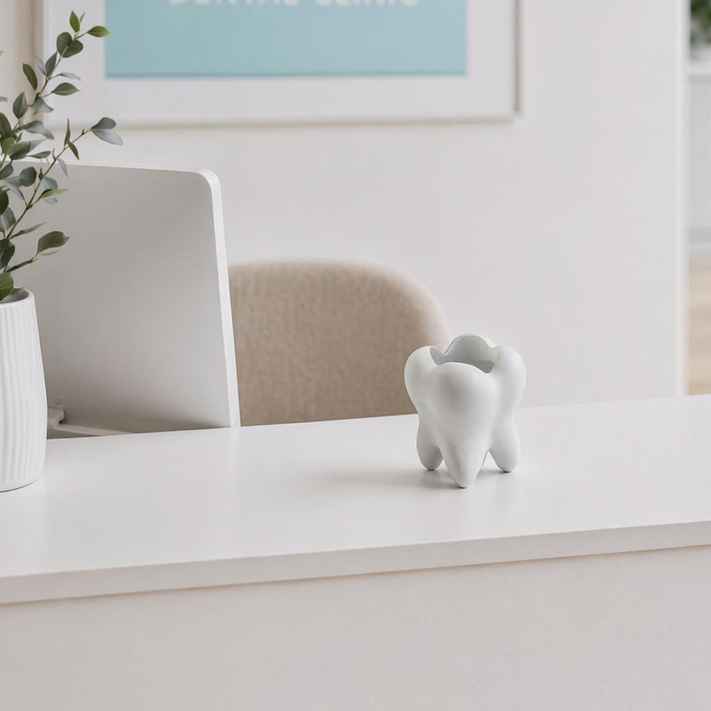 Dekorative Aufbewahrungsbox Zahnform Zahnbürstenhalter für Badezimmer, Kreativer Stiftehalter Schreibtisch, Heimdeko Kleiner Organizer