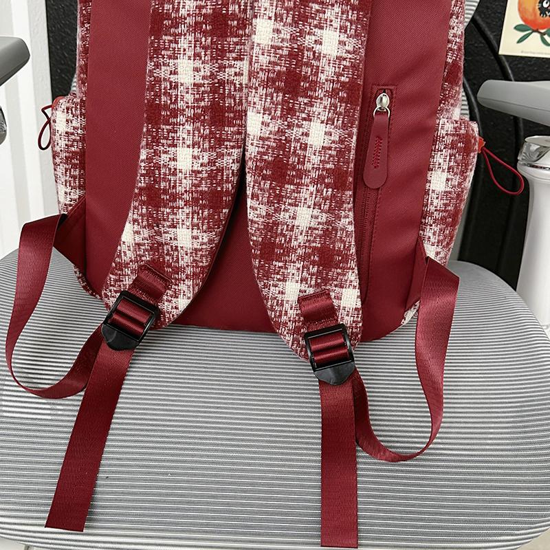 Sac à dos à carreaux rétro pour femme Sac d'école pour étudiant