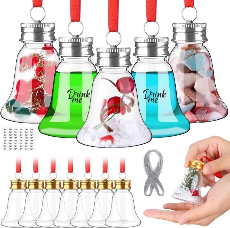 Set of 20 Clear Fillable Christmas Hanging Ornament Delicate Craftable Baubles for Holiday Tree Decoration and Parties