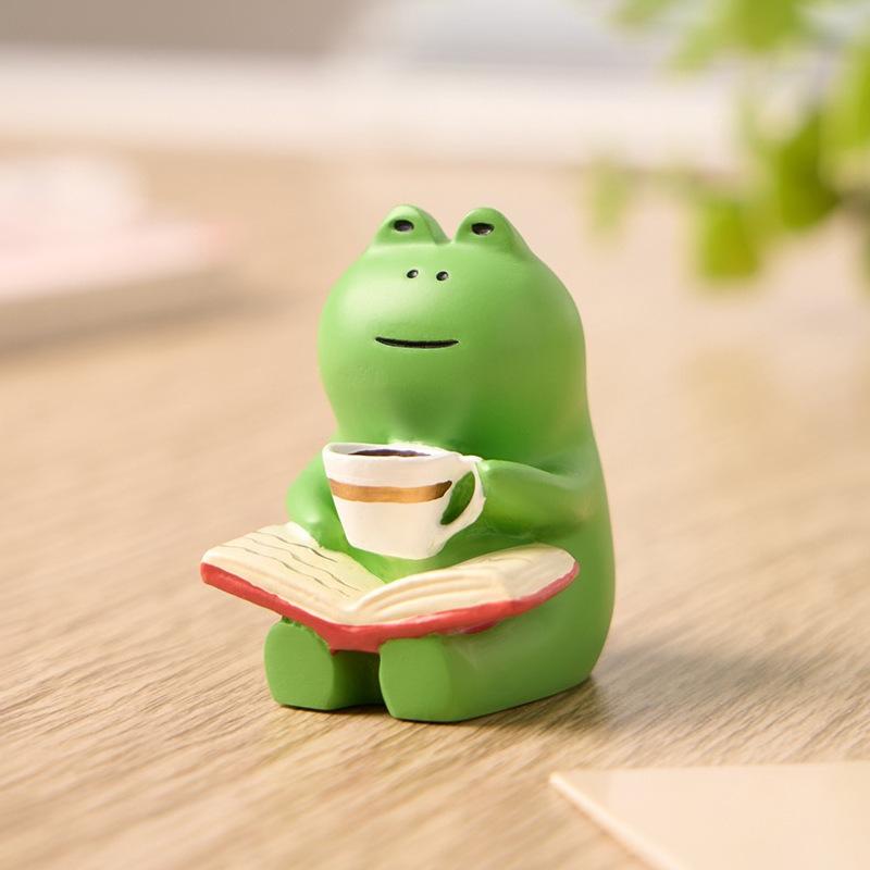 Mini Frog Resin Ornament Japanese Rocking Chair Cute Home Office Room Car Desk Decoration
