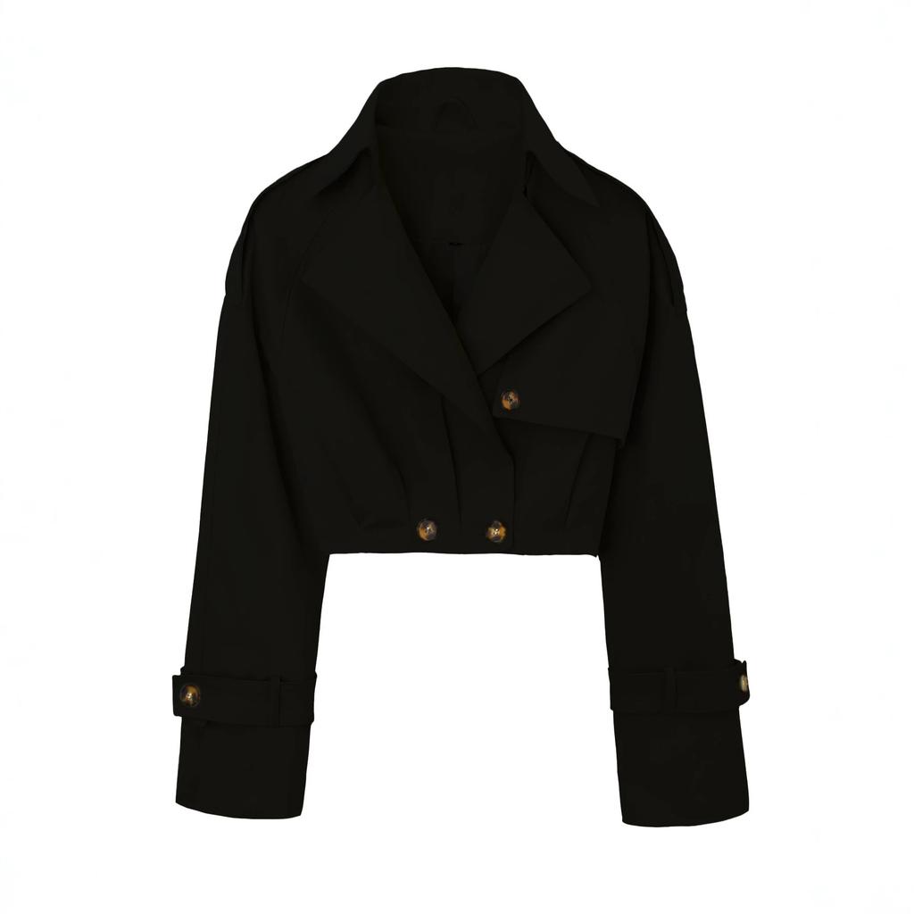 Women's clothing 2026 spring and autumn European and American style double placket long sleeve double breasted short trench coat women's short trench