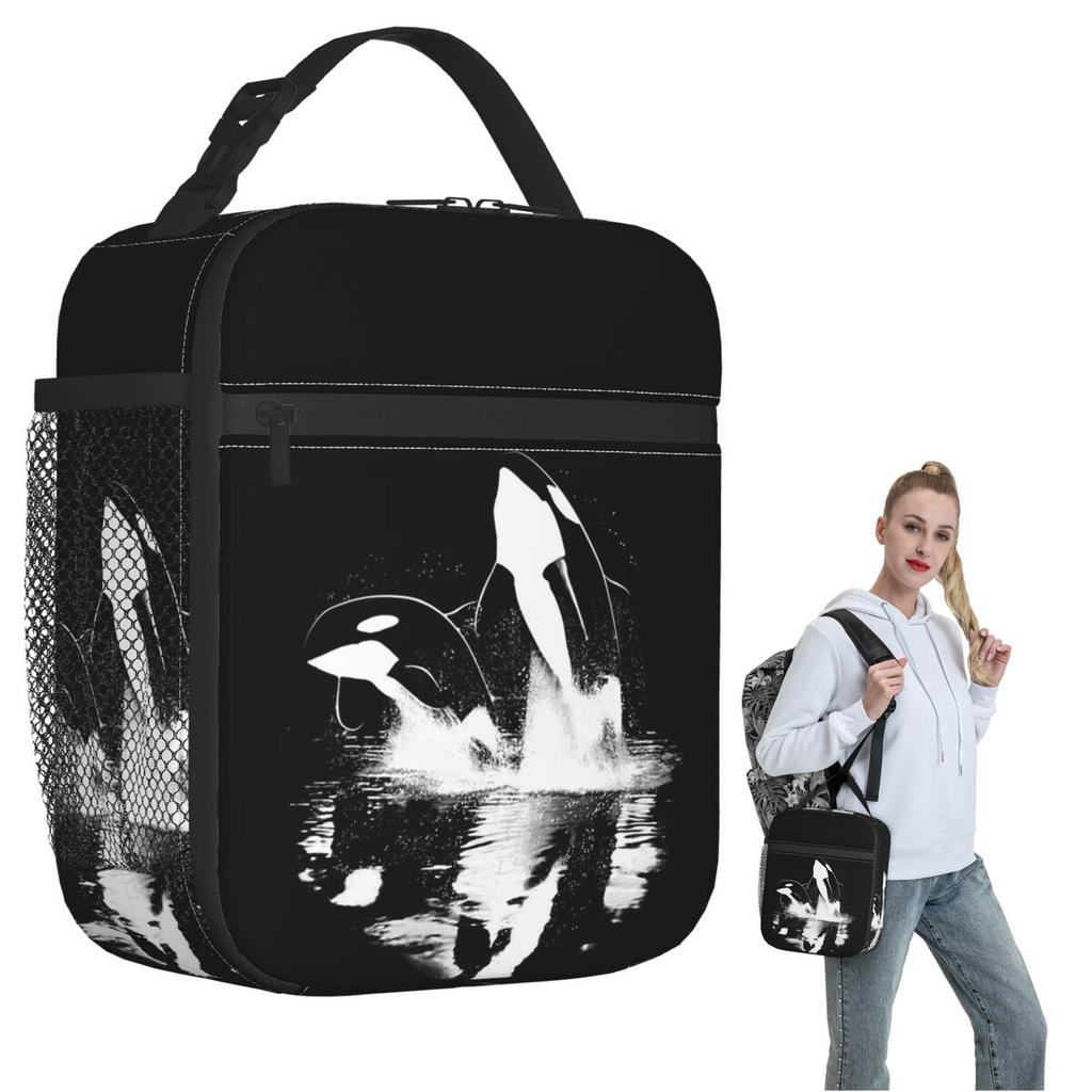Orca Marin Océanique Orque Sac à Lunch Isotherme pour Femmes Enfants Boîtes Alimentaires Portables Boîte à Lunch Thermique Sac Cabas