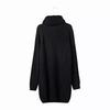 Womens Loose Fit Sweater Turn-down Collar Long Sleeve Mid-length Lazy Style Solid Color Casual Top