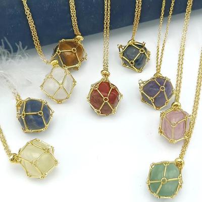 Κολιέ Κάτοχος Κρυστάλλου Yousheng Ανοξείδωτο Ατσάλι Κάτοχος Φυσικής Πολύτιμης Πέτρας Κολιέ Ρυθμιζόμενο Άδειο Κλουβί Πέτρας Χαλαζία για Άνδρες Γυναίκες