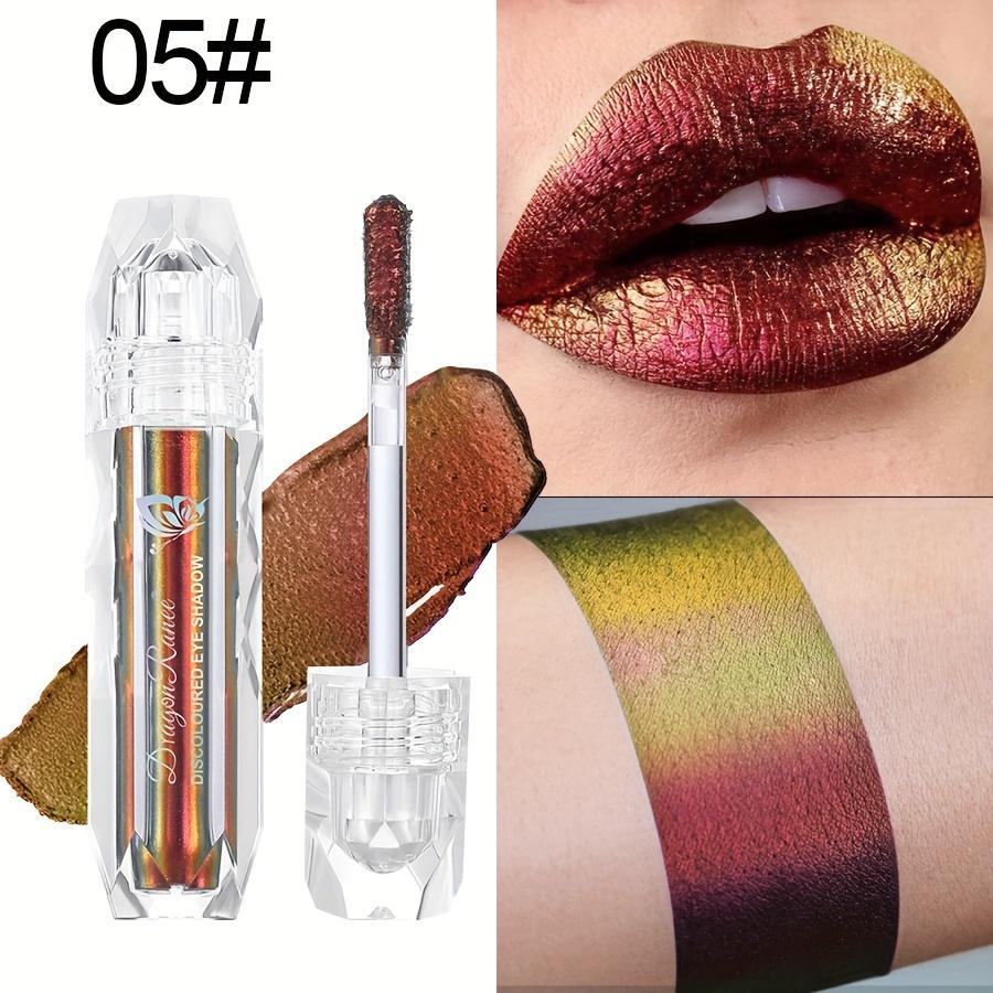 9-Color Chameleon Metallic Lip Gloss Lip Glzae High Shine Long-Lasting Lipstick Coral Tones for Stage & Halloween Makeup