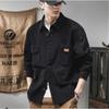 Men's American Retro Black Heavy Workwear Shirt - Spring & Autumn Fashion Jacket