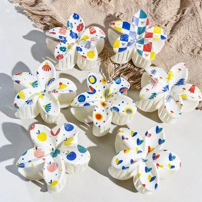 Uv-printed Frangipani HairpinFemale Seaside Vacation Back of The Head HairpinShark Clip