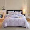 Luxurious 3D Rabbit Fur Trimmed Bedding Set: Includes Thick Warm Bed & Fitted Sheets - Minimalist Style