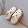 Girls Leather Shoes Heart Hollow Princess Sweet Classic Cut-outs Breathable T-strap 2025 Spring Summer New Kids Flats Chic Soft