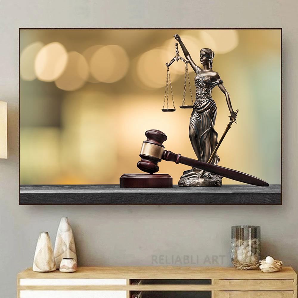Vintage Lady Justice Canvas Prints Balance Scales HD Pictures Canvas Painting Posters Wall Art Lawyer Office Decor Lawyer Gift