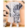 Two piece set of boys' 3D animal printed casual clothing short sleeved shorts set Tiger Lion