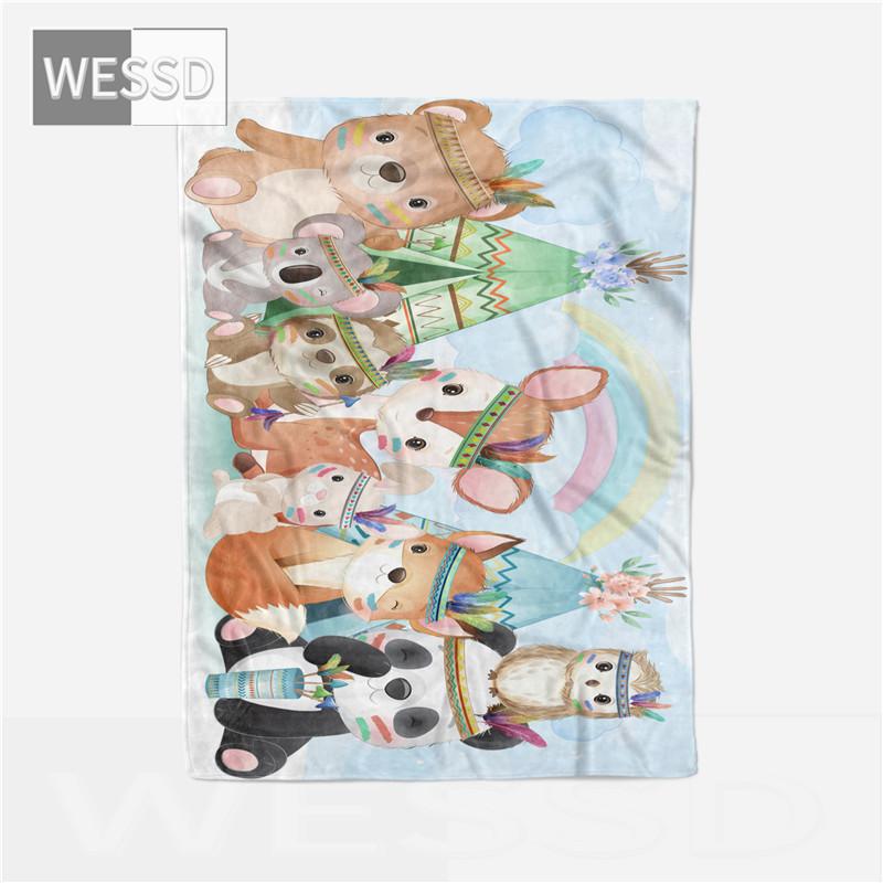 Kawaii Children Cartoon Blanket Animal Flannel Fleece Blanket Super Soft Nordic Bed Cover Bedspread Cute Gift