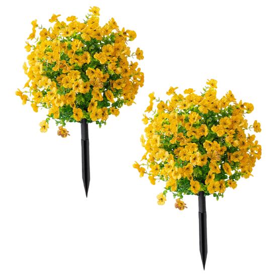 2 Pcs Artificial Violet Ball 23.6" Topiary Trees with Ground Spikes Realistic Fake Shrubs with Violet Blooms for Indoor Front Porch Outdoor Decor